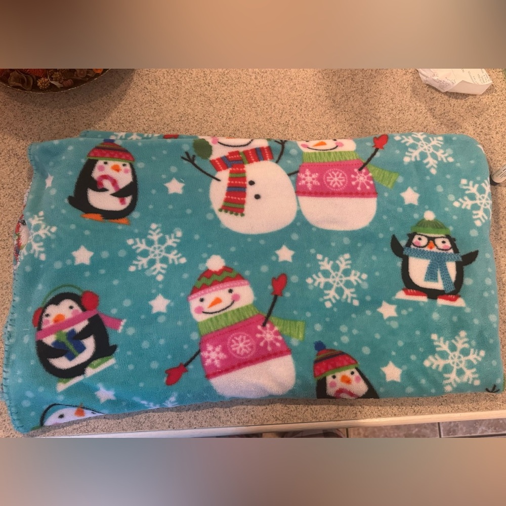 Snowman & Penguin Christmas Throw Blanket